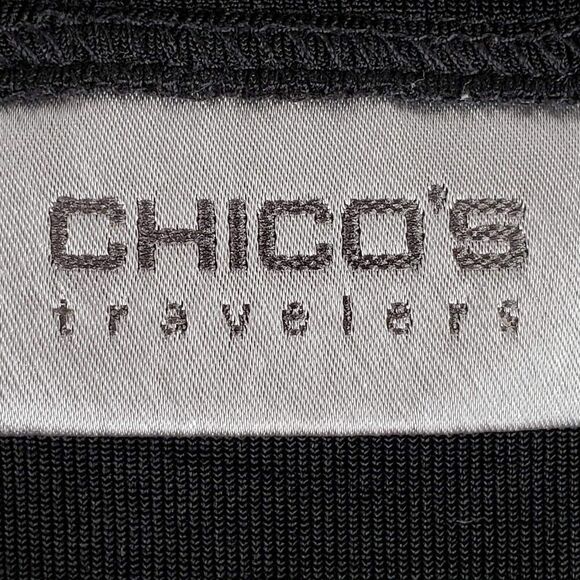 Chicos Travelers Tunic Top Slinky Knit Women’s Size Large or 2 Black SS - Picture 5 of 8